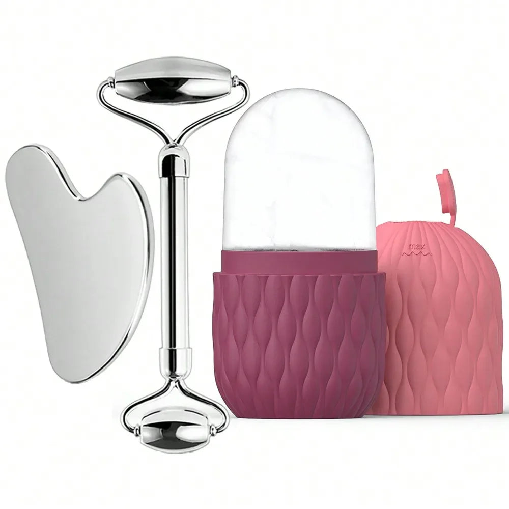 “3-in-1 Ice Roller & Gua Sha Facial Massage Kit for Glowing Skin”