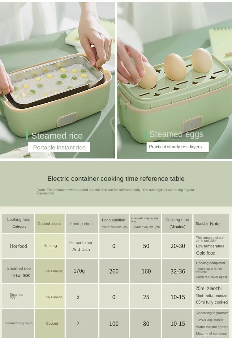 Liren Portable Electric Lunch Box – 304 Stainless Steel