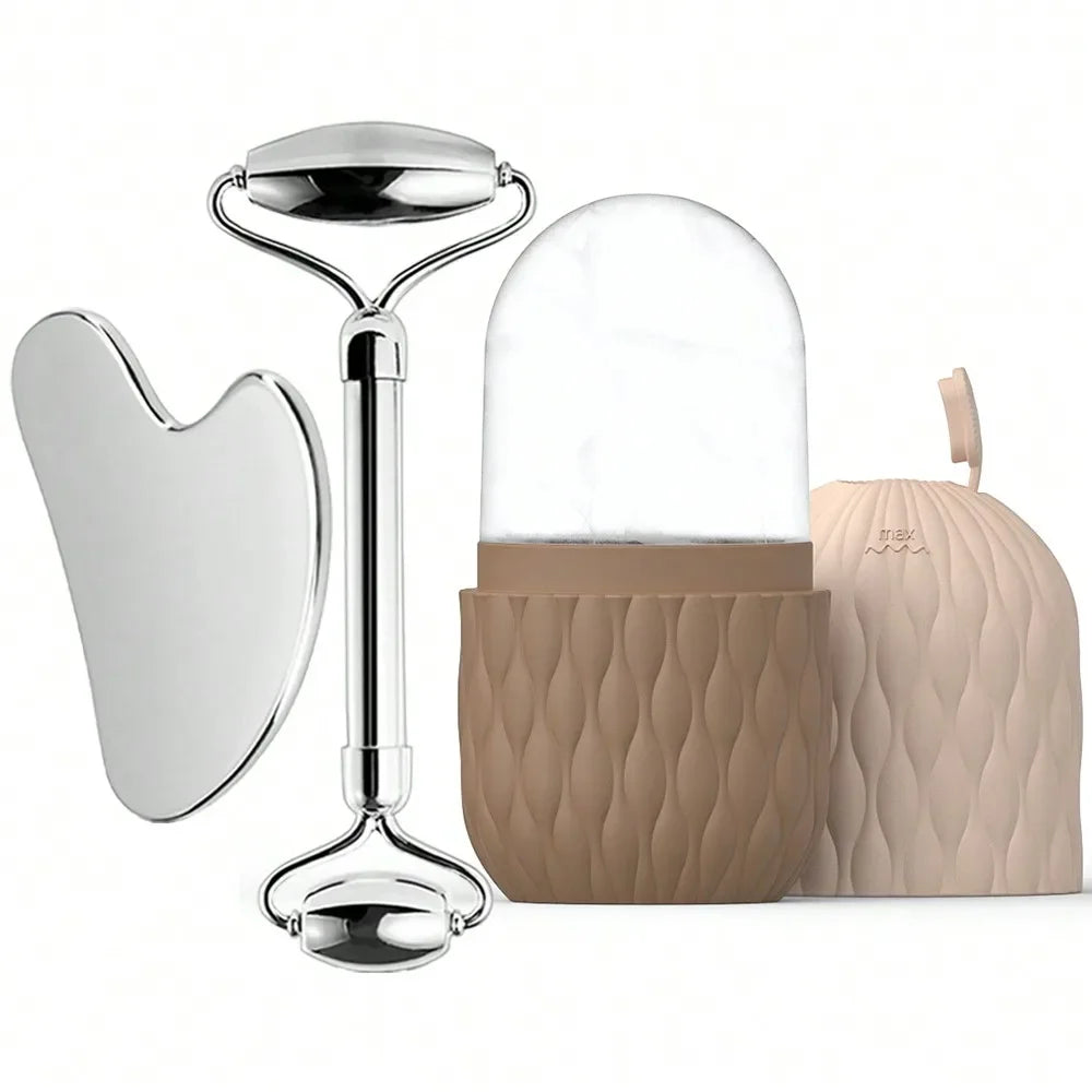“3-in-1 Ice Roller & Gua Sha Facial Massage Kit for Glowing Skin”