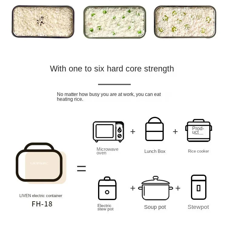 Liren Portable Electric Lunch Box – 304 Stainless Steel
