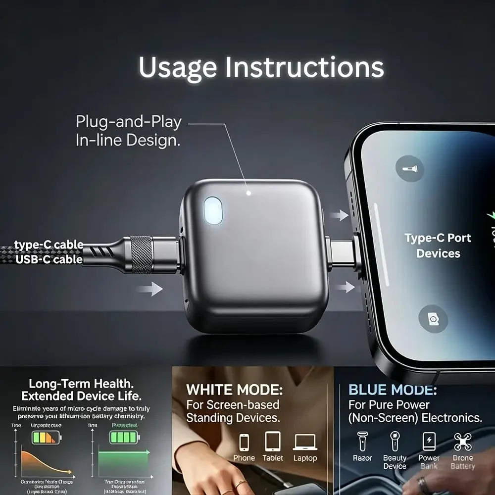 ChargeGuard Pro™ — USB-C Auto Shut-Off Charger Adapter