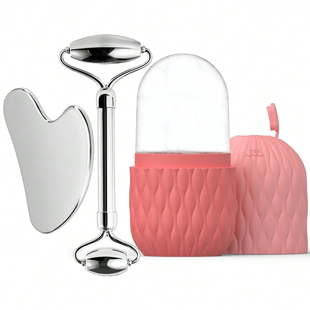 “3-in-1 Ice Roller & Gua Sha Facial Massage Kit for Glowing Skin”