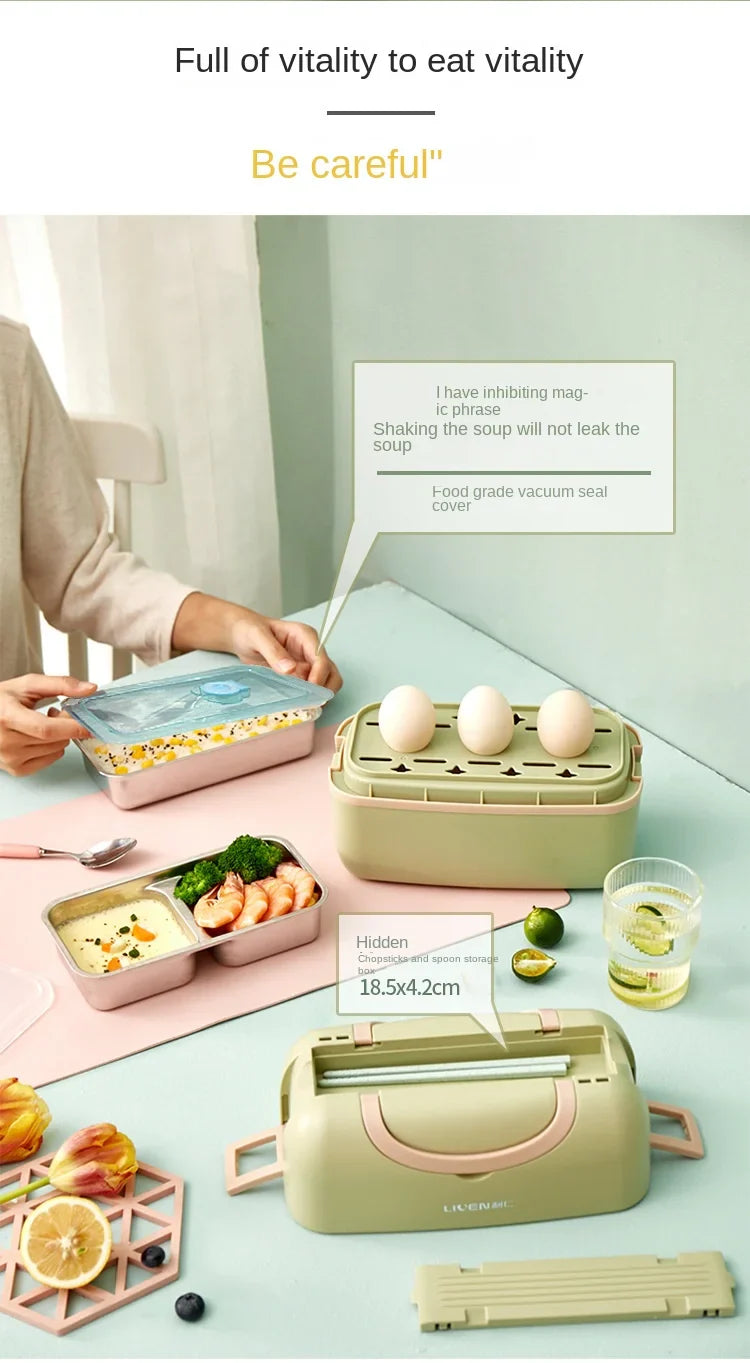 Liren Portable Electric Lunch Box – 304 Stainless Steel