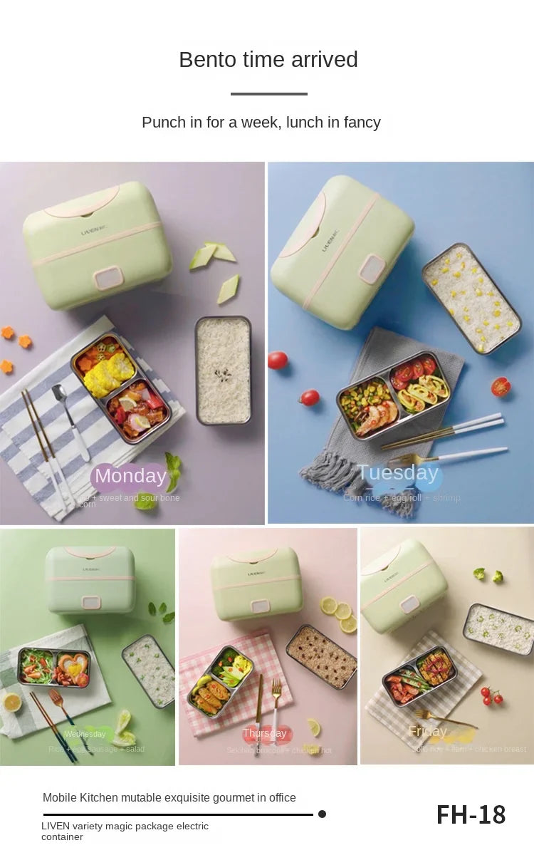 Liren Portable Electric Lunch Box – 304 Stainless Steel