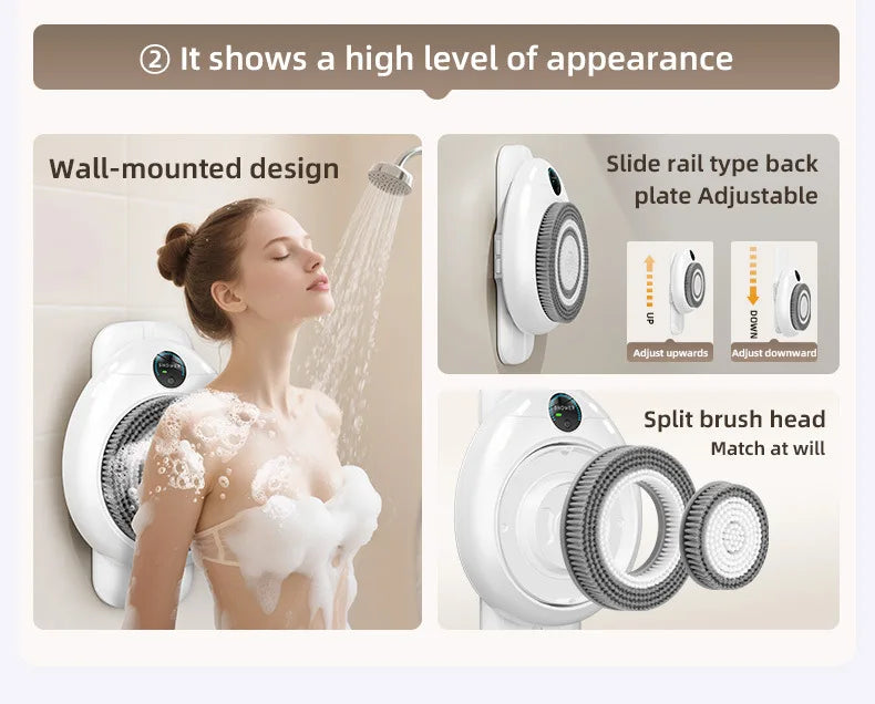 Automatic Wall-Mounted Bath Brush – Electric Body Scrubber