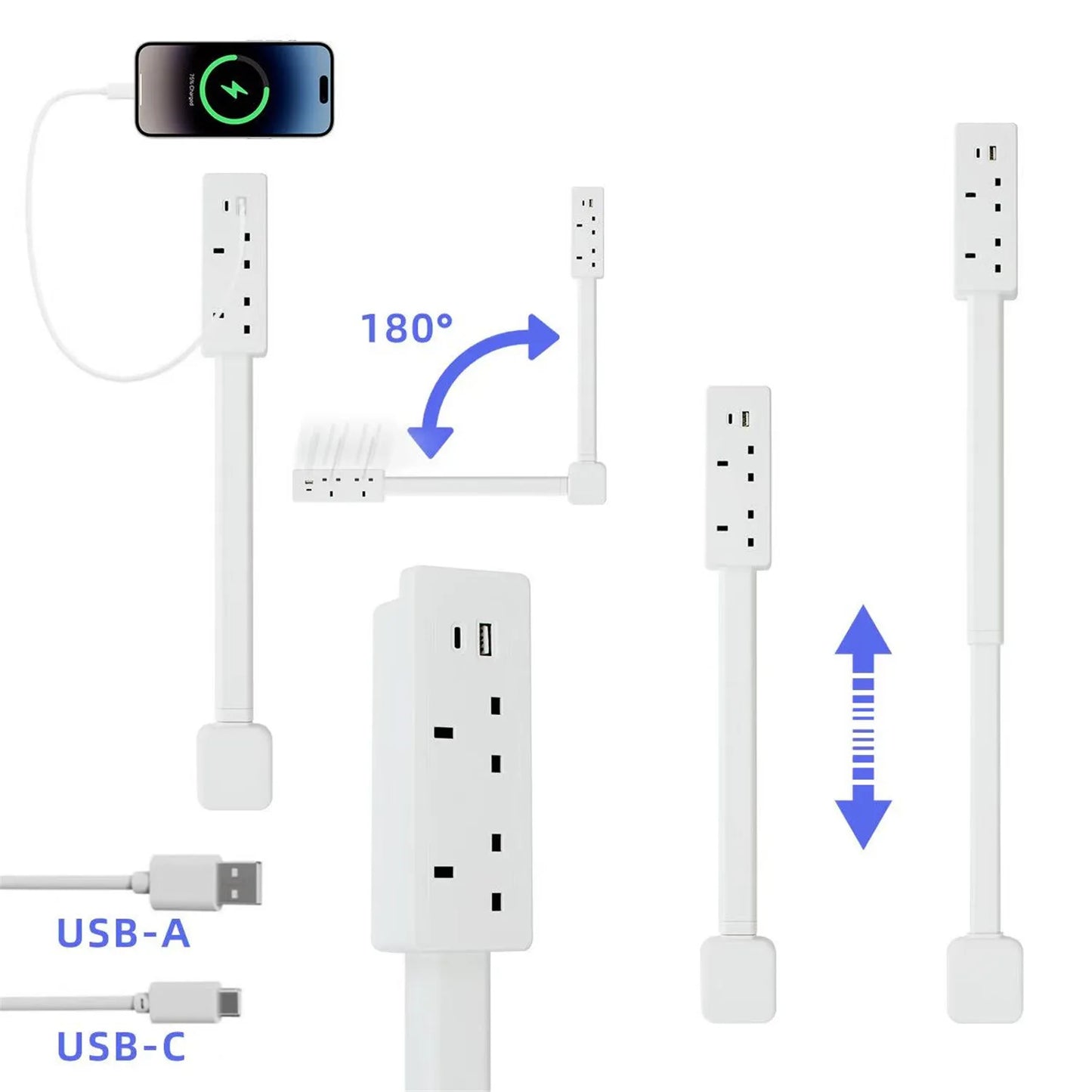 Rotating Wall Outlet Extender with USB