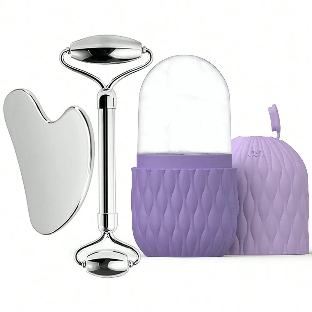“3-in-1 Ice Roller & Gua Sha Facial Massage Kit for Glowing Skin”