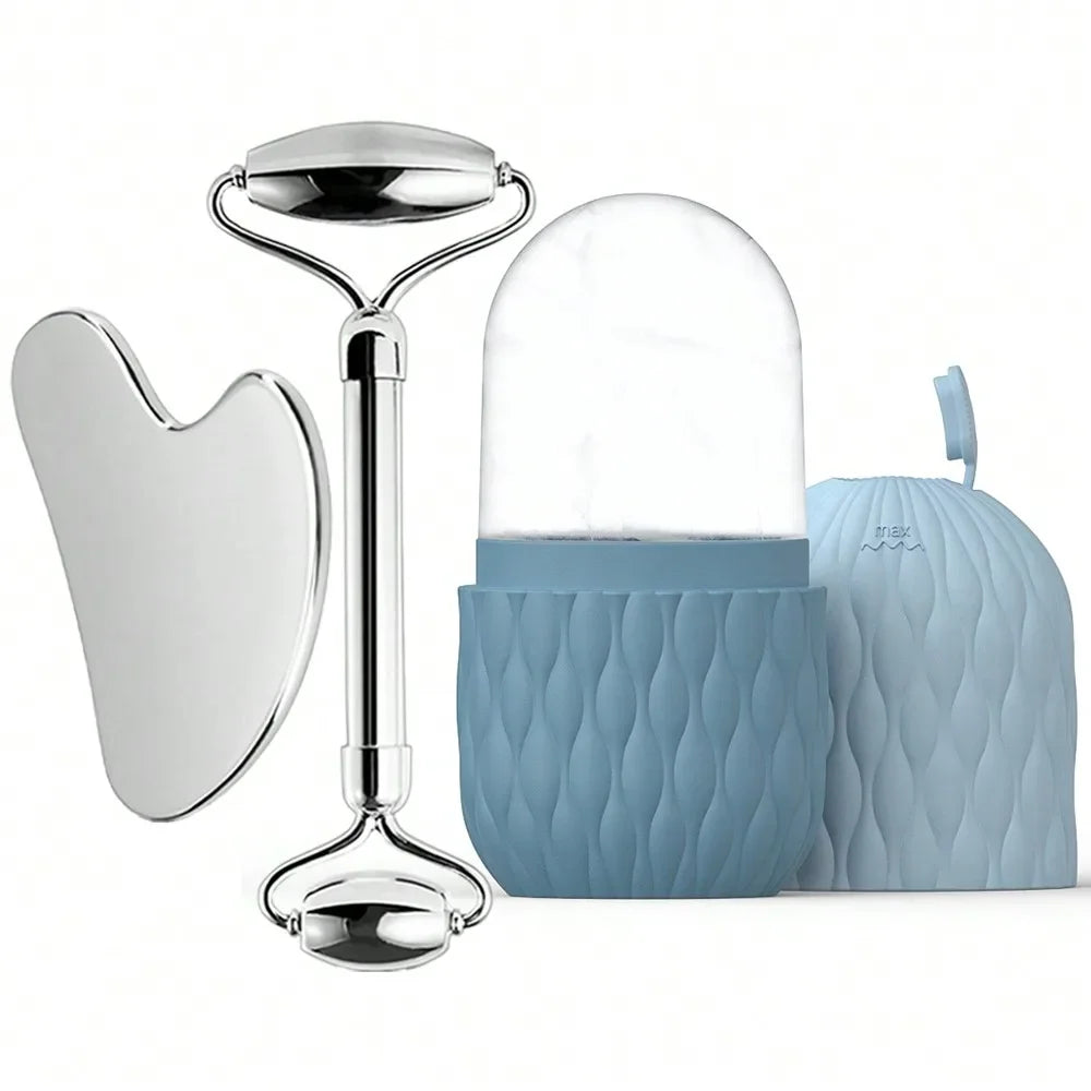 “3-in-1 Ice Roller & Gua Sha Facial Massage Kit for Glowing Skin”