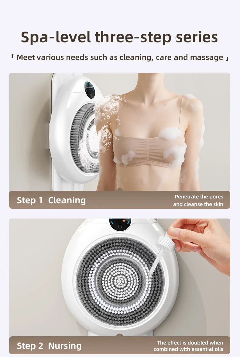 Automatic Wall-Mounted Bath Brush – Electric Body Scrubber