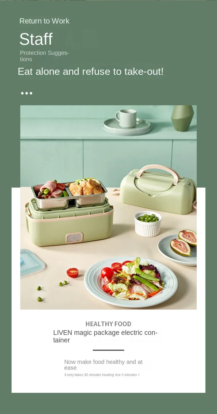 Liren Portable Electric Lunch Box – 304 Stainless Steel